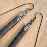 Pair of Carved Black Palmwood Earrings, Lou Zeldis