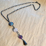 Rose Quartz, Amethyst & Cloisonné Necklace