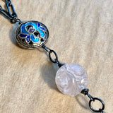 Rose Quartz, Amethyst & Cloisonné Necklace
