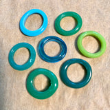 24 Blue & Green Glass Rings