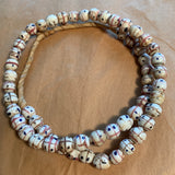 Rare White Glass Venetian Beads With Pink