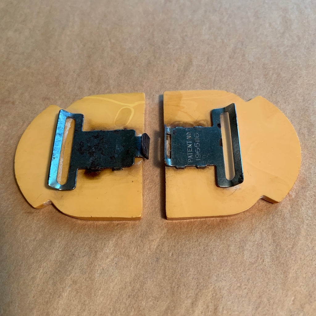 Carved Yellow Bakelite Buckle - Main Image