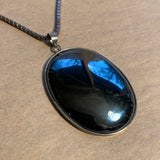 Vintage Hematite Pendant, Sterling