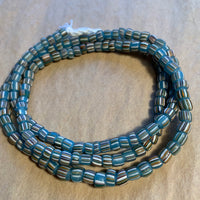 Translucent Matte Aqua Striped Glass Beads, Java