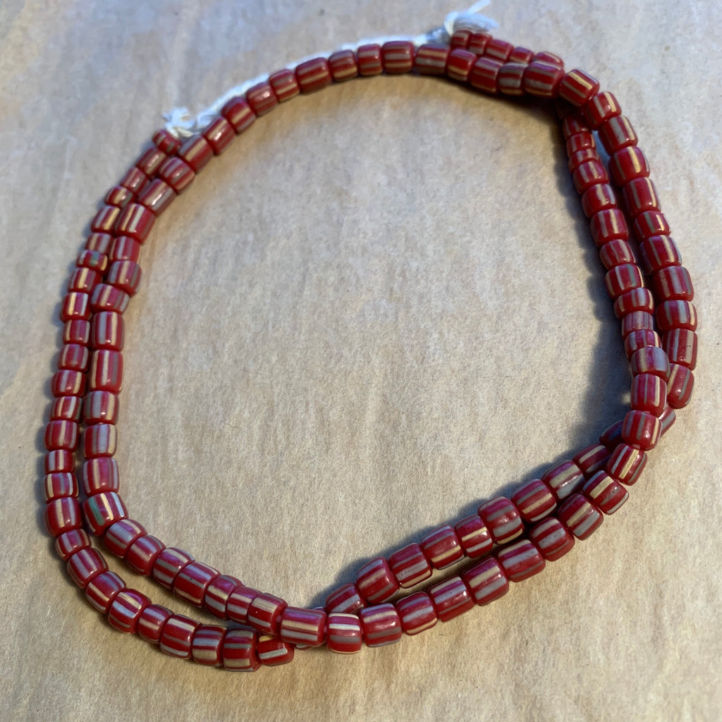 Java Red Striped Glass Beads - Main Image