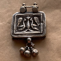 Antique Silver Pendant, Peacocks!  India
