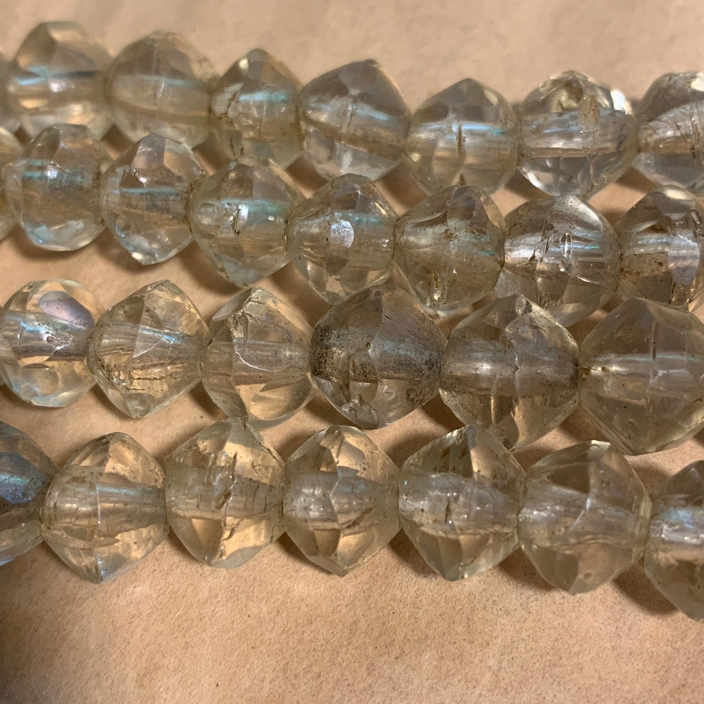 Clear Vaseline Bicone Beads