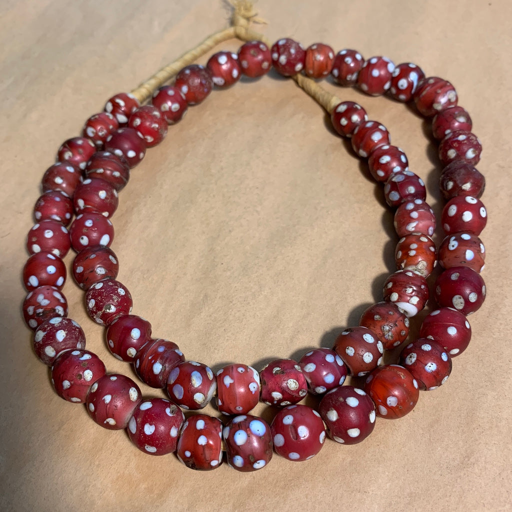 Darker Red Venetian Eye Beads, Strand