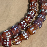 Darker Red Venetian Double Eye Beads, Strand