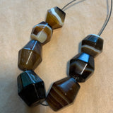 Set of 7 Antique Idar-Oberstein Banded Agate Beads