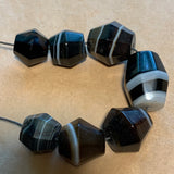Set of 7 Antique Idar-Oberstein Banded Agate Beads