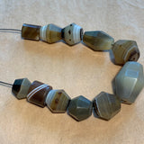 Set of 11 Antique Idar-Oberstein Banded Agate Beads