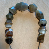 Set of 11 Antique Idar-Oberstein Banded Agate Beads