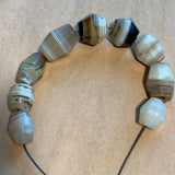 Set of 9 Antique Idar-Oberstein Banded Agate Beads