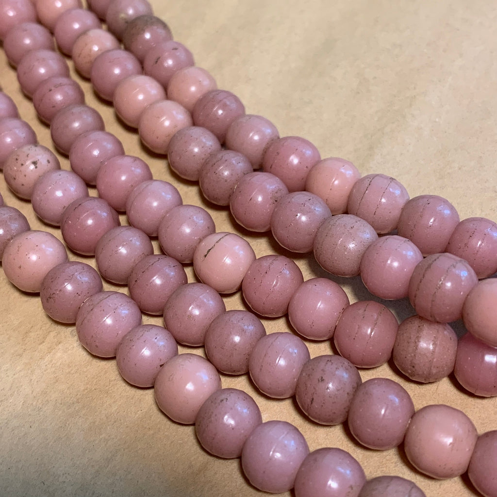 Pink Round Pressed Glass Beads