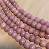Pink Round Pressed Glass Beads