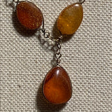 Vintage Amber Necklace, Wrapped Ovals