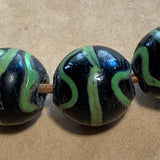 Black and Chartreuse Venetian Glass Bead