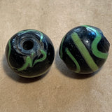 Black and Chartreuse Venetian Glass Bead