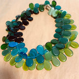 Czech Pressed Glass Wedding Beads, Blues & Greens