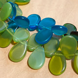 Czech Pressed Glass Wedding Beads, Blues & Greens