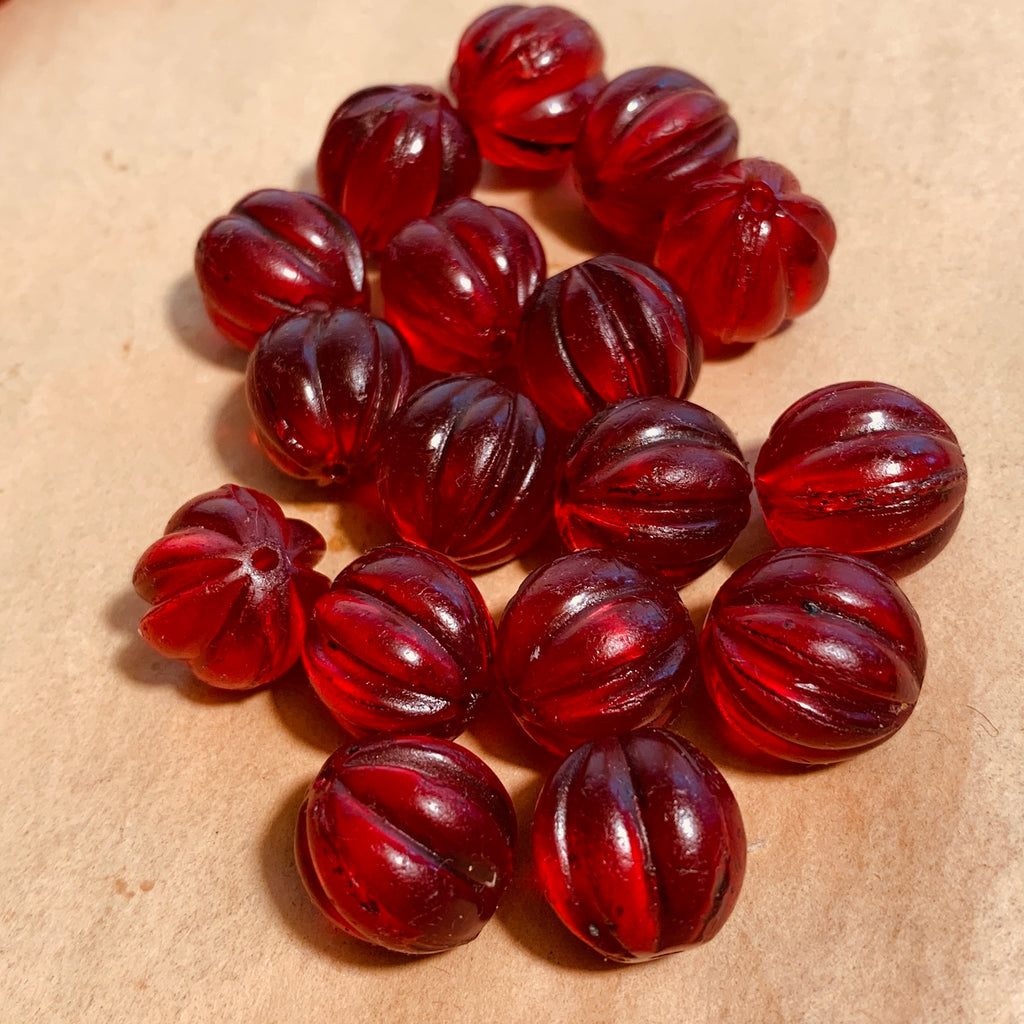 Red Vaseline Melon Bead