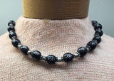 Black Coral Prayer Beads Necklace with Silver inlay from Yemen