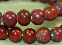 Antique Cranberry White and Yellow Heart Beads