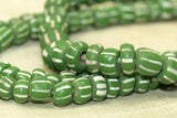 Strand of Green and White Striped Beads