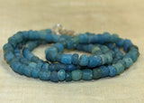 24" Necklace of Ancient Cambodian Glass Beads, Sea Blue