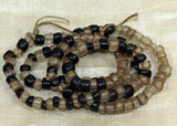 Strand of Antique Dark Green, Black, and Clear Bonda Beads from India