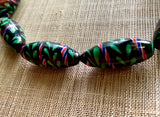 Large Venetian Black Melon Beads, Feathered