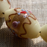 Large Venetian Off-White Melon Beads, Wedding Cake