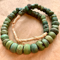 Strand of Old Green Hebron Glass Beads