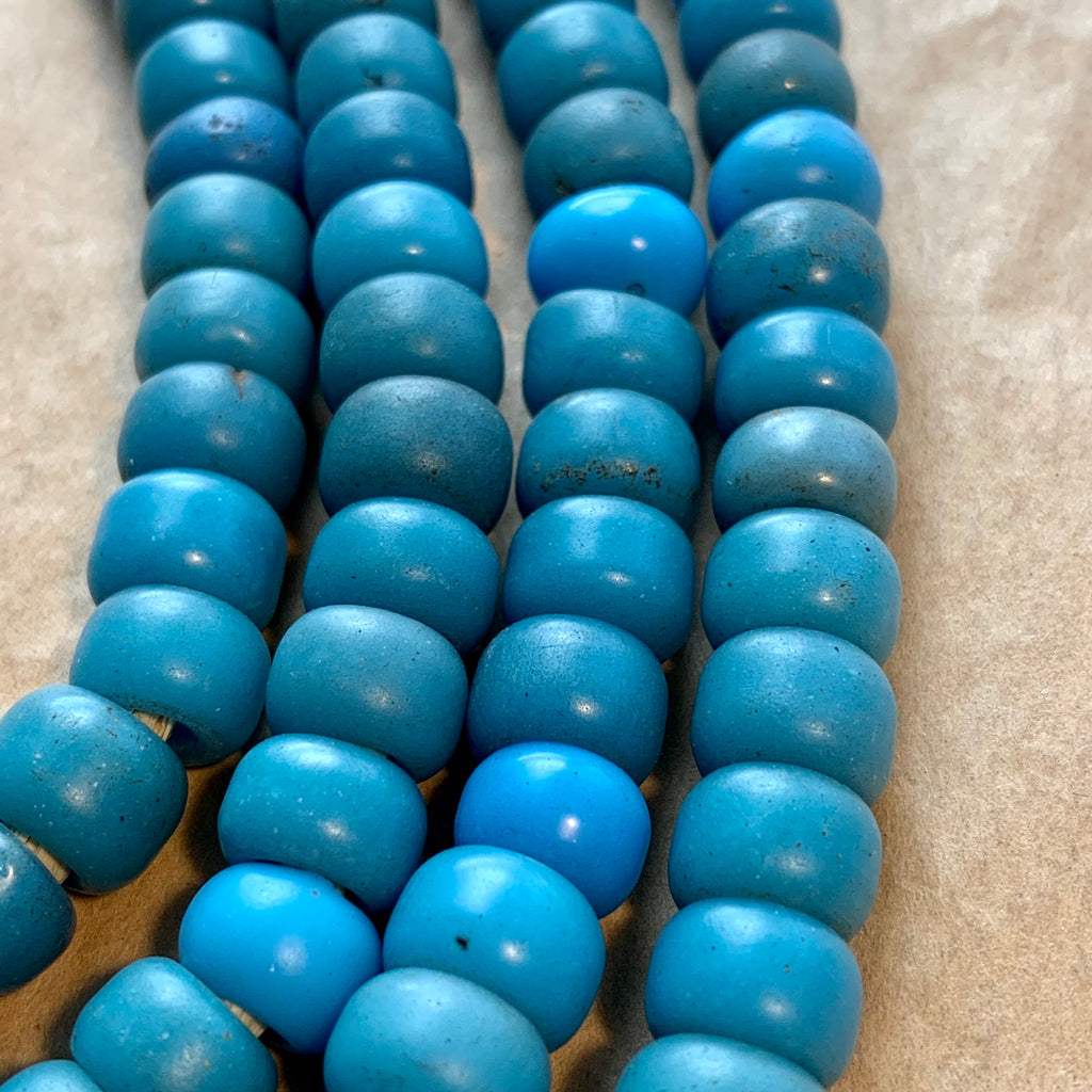 Grey & Blue Carved Bone Beads