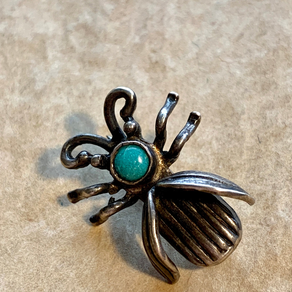 Turquoise Frog Pin Sterling - Gem
