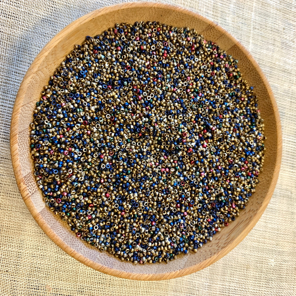 Steel Cut Beads: Silver & Bronze, Blue & Red Mix