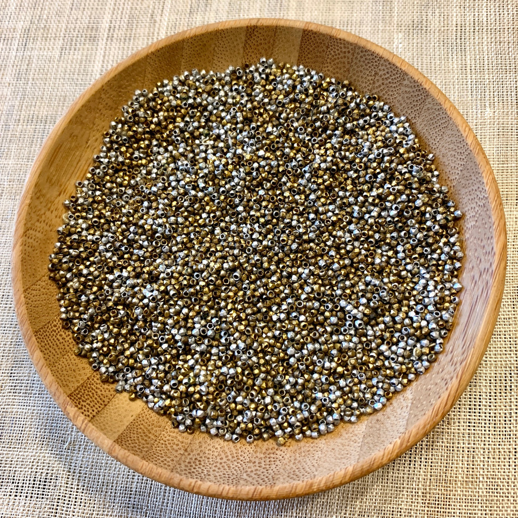 Steel Cut Beads from France: Silver & Bronze Mix