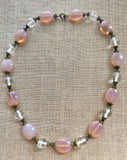 Vintage Pink Opal Glass Necklace