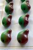Czech Glass Fruit Buttons, Green Pears