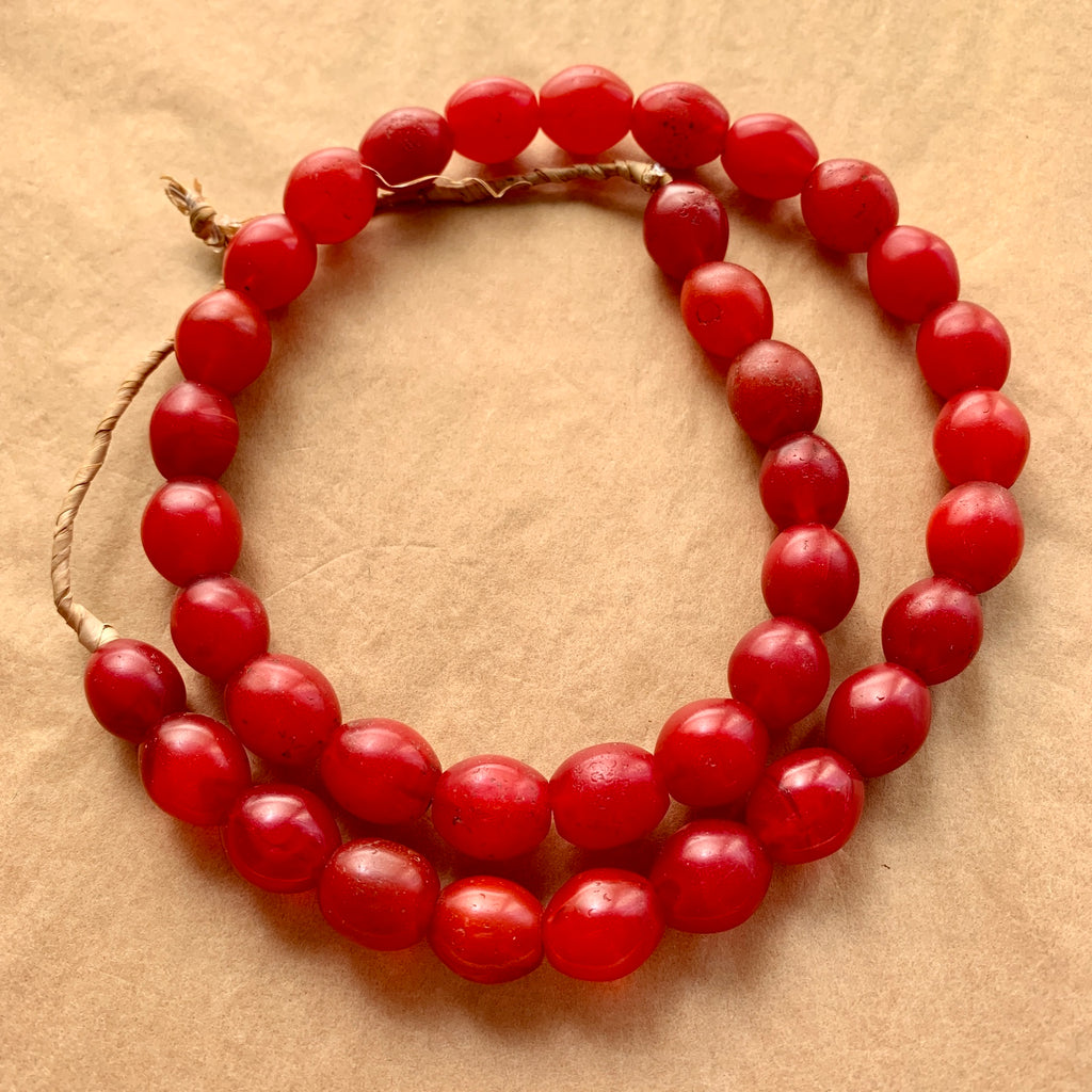 Dark Cherry Resin Beads with Copper Discs Earrings