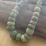 Strand of Old Green Hebron Glass Beads
