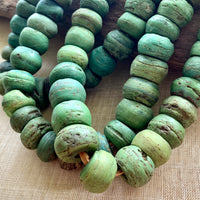 Strand of Old Green Hebron Glass Beads