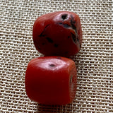 Pair of Rare Berber Red Coral Beads
