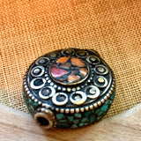 Coral and Turquoise Focal Bead, Nepal