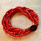 4-Strand Coral Glass Naga Necklace