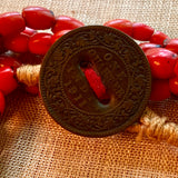 4-Strand Coral Glass Naga Necklace