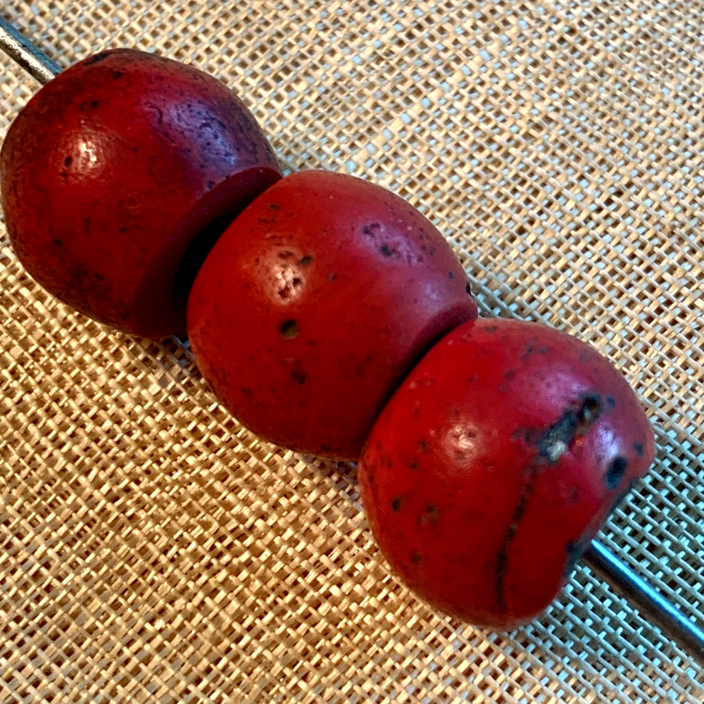 3 Glass Sherpa Coral Beads, Nepal