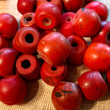 3 Glass Sherpa Coral Beads, Nepal