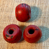 3 Glass Sherpa Coral Beads, Nepal